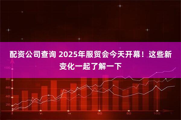 配资公司查询 2025年服贸会今天开幕！这些新变化一起了解一下